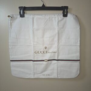 Vtg Gucci Accessory Collection White Cotton Drawstring Dust Bag Made in Italy